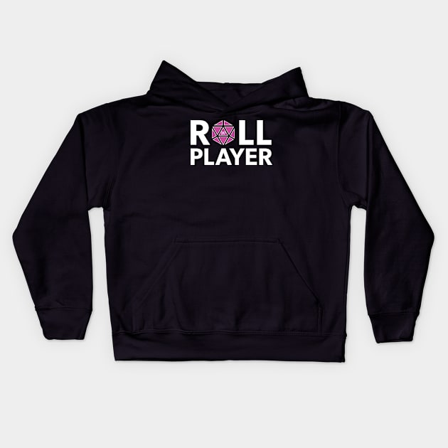 Roll Player (Pink d20) Kids Hoodie by NashSketches